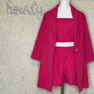 Shein Hot Pink Tube Top, Shorts, and Blazer 3 Piece Outfit Size M